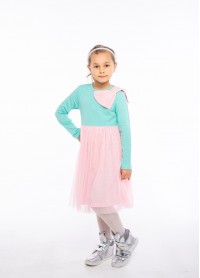 Платье для девочек - G-21882W_мята+розовый