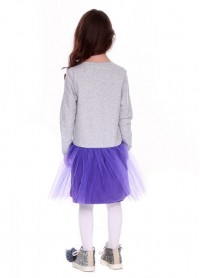 Сукня для дівчаток - G-19818W-1_серый с фиолетовым